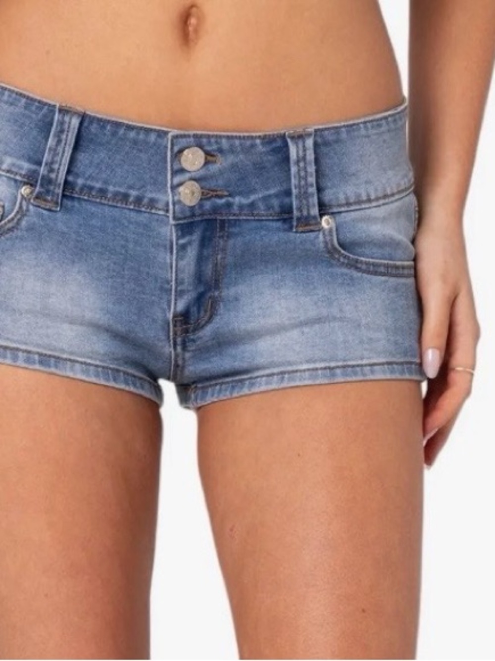 EDITKED Honey Low-Rise Denim Shorts - Light Wash